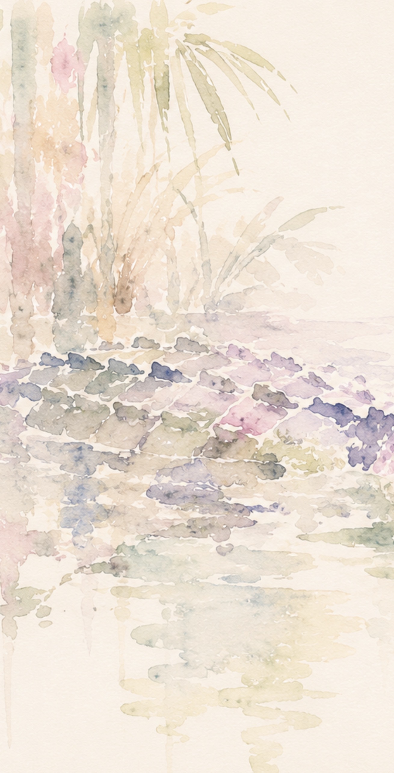 Abstract pastel watercolor marsh foliage and alligator textures